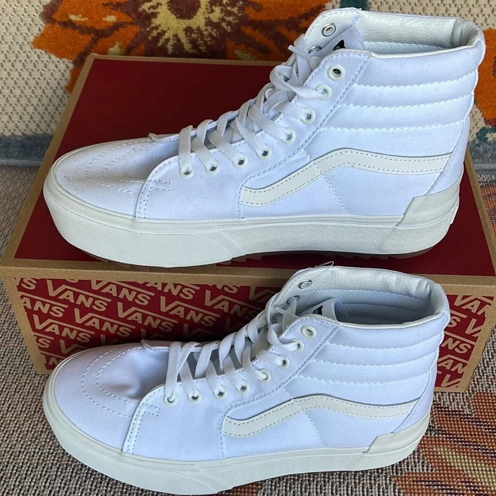 Vans WMNS Sk8-Hi Stacked (Canvas) True White VN0A4BTWL5R Platforms Sneakers NIB